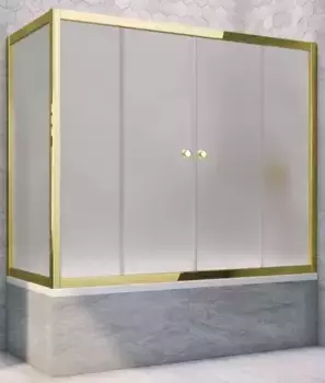 Шторка на ванну стеклянная «Vegas Glass» Z2V+ZVF Tur Novo 190/85 сатин/золото универсальная