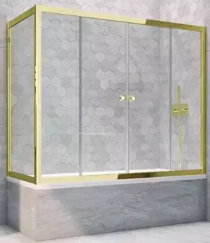 Шторка на ванну стеклянная «Vegas Glass» Z2V+ZVF Tur Novo 190/90 Crystal vision/золото универсальная
