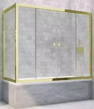 Шторка на ванну стеклянная «Vegas Glass» Z2V+ZVF Tur Novo 190/90 прозрачная/золото универсальная
