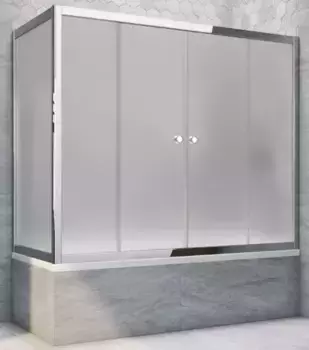 Шторка на ванну стеклянная «Vegas Glass» Z2V+ZVF Tur Novo 190/90 сатин/хром глянцевая универсальная