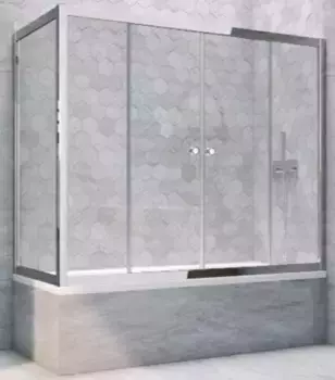 Шторка на ванну стеклянная «Vegas Glass» Z2V+ZVF Tur Novo 195/70 Crystal vision/хром глянцевая универсальная