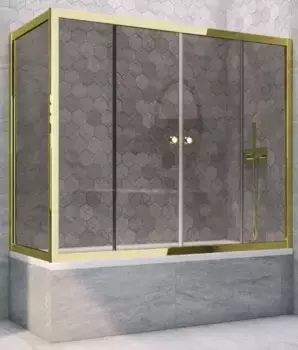 Шторка на ванну стеклянная «Vegas Glass» Z2V+ZVF Tur Novo 195/70 графит/золото универсальная