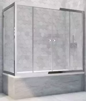 Шторка на ванну стеклянная «Vegas Glass» Z2V+ZVF Tur Novo 195/70 прозрачная/хром глянцевая универсальная