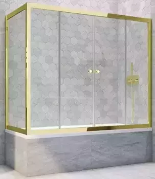 Шторка на ванну стеклянная «Vegas Glass» Z2V+ZVF Tur Novo 195/70 прозрачная/золото универсальная
