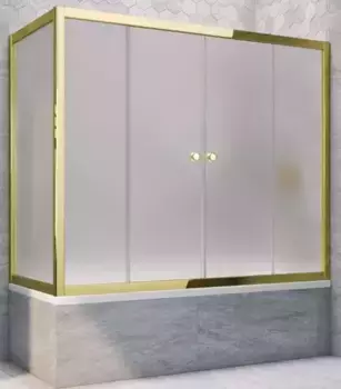 Шторка на ванну стеклянная «Vegas Glass» Z2V+ZVF Tur Novo 195/70 сатин/золото универсальная