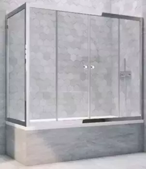 Шторка на ванну стеклянная «Vegas Glass» Z2V+ZVF Tur Novo 195/75 Crystal vision/хром глянцевая универсальная