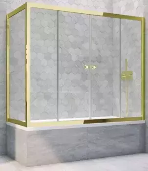 Шторка на ванну стеклянная «Vegas Glass» Z2V+ZVF Tur Novo 195/75 Crystal vision/золото универсальная