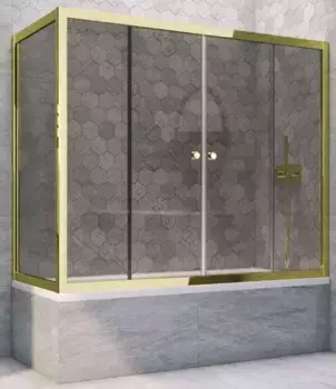 Шторка на ванну стеклянная «Vegas Glass» Z2V+ZVF Tur Novo 195/75 графит/золото универсальная