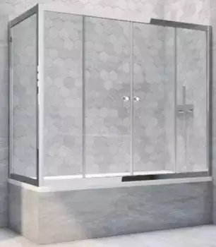 Шторка на ванну стеклянная «Vegas Glass» Z2V+ZVF Tur Novo 195/75 прозрачная/хром глянцевая универсальная