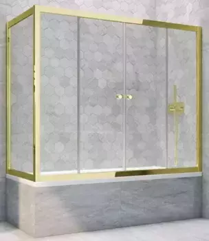 Шторка на ванну стеклянная «Vegas Glass» Z2V+ZVF Tur Novo 195/75 прозрачная/золото универсальная