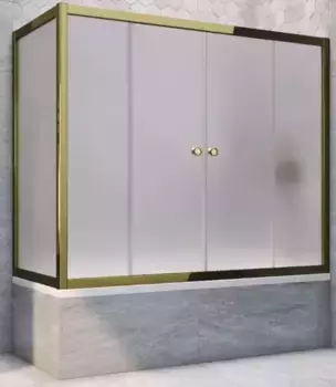 Шторка на ванну стеклянная «Vegas Glass» Z2V+ZVF Tur Novo 195/75 сатин/бронза универсальная