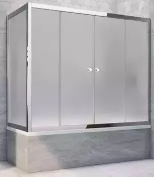 Шторка на ванну стеклянная «Vegas Glass» Z2V+ZVF Tur Novo 195/75 сатин/хром глянцевая универсальная