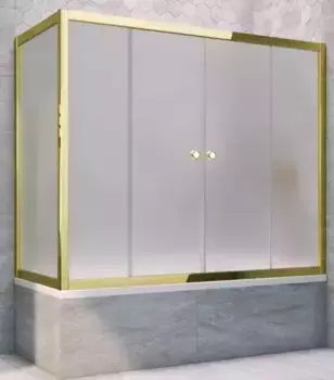 Шторка на ванну стеклянная «Vegas Glass» Z2V+ZVF Tur Novo 195/75 сатин/золото универсальная