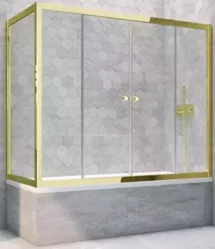 Шторка на ванну стеклянная «Vegas Glass» Z2V+ZVF Tur Novo 195/80 Crystal vision/золото универсальная