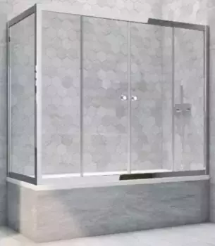 Шторка на ванну стеклянная «Vegas Glass» Z2V+ZVF Tur Novo 195/80 прозрачная/хром глянцевая универсальная