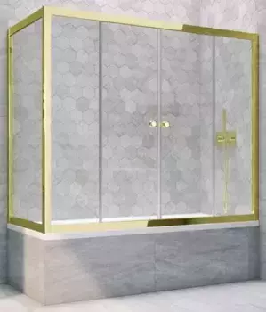 Шторка на ванну стеклянная «Vegas Glass» Z2V+ZVF Tur Novo 195/80 прозрачная/золото универсальная