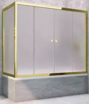 Шторка на ванну стеклянная «Vegas Glass» Z2V+ZVF Tur Novo 195/80 сатин/золото универсальная