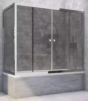 Шторка на ванну стеклянная «Vegas Glass» Z2V+ZVF Tur Novo 195/85 графит/хром глянцевая универсальная