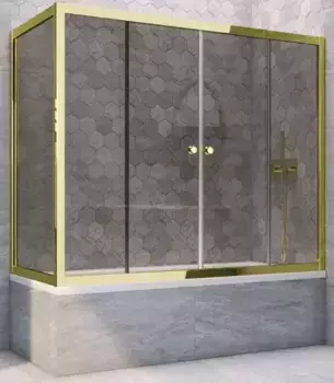 Шторка на ванну стеклянная «Vegas Glass» Z2V+ZVF Tur Novo 195/85 графит/золото универсальная