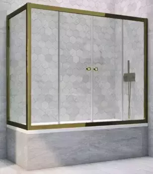 Шторка на ванну стеклянная «Vegas Glass» Z2V+ZVF Tur Novo 195/85 прозрачная/бронза универсальная