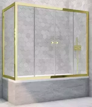 Шторка на ванну стеклянная «Vegas Glass» Z2V+ZVF Tur Novo 195/85 прозрачная/золото универсальная