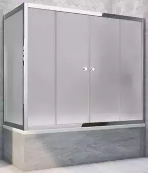 Шторка на ванну стеклянная «Vegas Glass» Z2V+ZVF Tur Novo 195/90 сатин/хром глянцевая универсальная