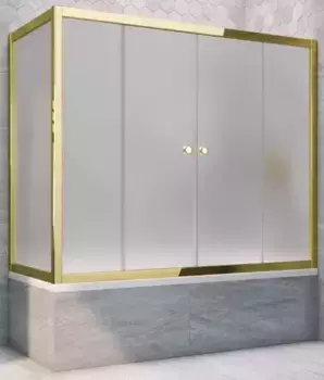 Шторка на ванну стеклянная «Vegas Glass» Z2V+ZVF Tur Novo 195/90 сатин/золото универсальная