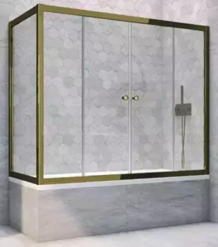 Шторка на ванну стеклянная «Vegas Glass» Z2V+ZVF Tur Novo 200/70 Crystal vision/бронза универсальная