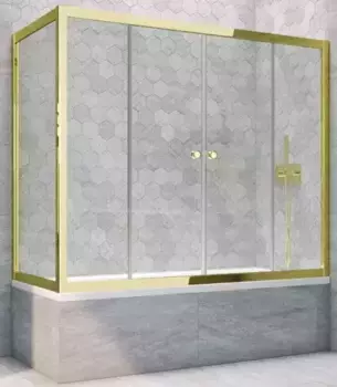 Шторка на ванну стеклянная «Vegas Glass» Z2V+ZVF Tur Novo 200/70 Crystal vision/золото универсальная