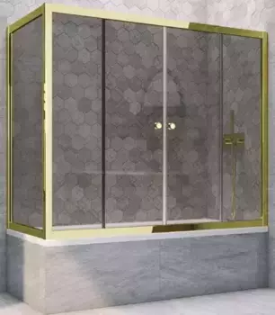 Шторка на ванну стеклянная «Vegas Glass» Z2V+ZVF Tur Novo 200/70 графит/золото универсальная