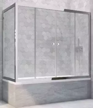 Шторка на ванну стеклянная «Vegas Glass» Z2V+ZVF Tur Novo 200/70 прозрачная/хром глянцевая универсальная