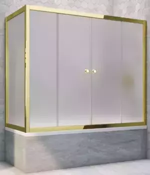 Шторка на ванну стеклянная «Vegas Glass» Z2V+ZVF Tur Novo 200/70 сатин/золото универсальная
