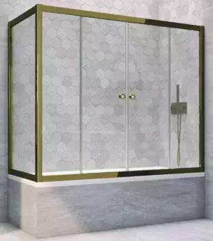 Шторка на ванну стеклянная «Vegas Glass» Z2V+ZVF Tur Novo 200/75 Crystal vision/бронза универсальная