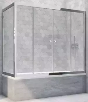 Шторка на ванну стеклянная «Vegas Glass» Z2V+ZVF Tur Novo 200/75 прозрачная/хром глянцевая универсальная