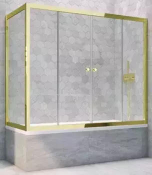 Шторка на ванну стеклянная «Vegas Glass» Z2V+ZVF Tur Novo 200/75 прозрачная/золото универсальная