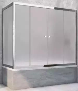 Шторка на ванну стеклянная «Vegas Glass» Z2V+ZVF Tur Novo 200/75 сатин/хром глянцевая универсальная