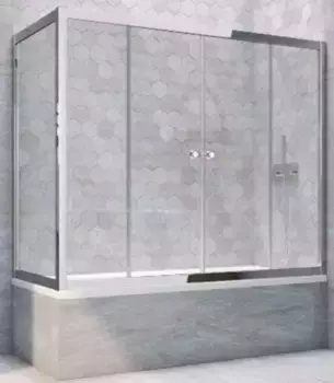Шторка на ванну стеклянная «Vegas Glass» Z2V+ZVF Tur Novo 200/80 Crystal vision/хром глянцевая универсальная