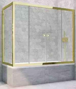 Шторка на ванну стеклянная «Vegas Glass» Z2V+ZVF Tur Novo 200/80 Crystal vision/золото универсальная