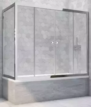 Шторка на ванну стеклянная «Vegas Glass» Z2V+ZVF Tur Novo 200/80 прозрачная/хром глянцевая универсальная