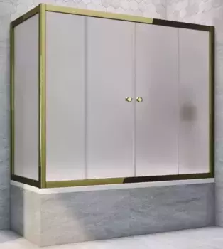 Шторка на ванну стеклянная «Vegas Glass» Z2V+ZVF Tur Novo 200/80 сатин/бронза универсальная