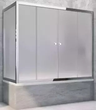 Шторка на ванну стеклянная «Vegas Glass» Z2V+ZVF Tur Novo 200/80 сатин/хром глянцевая универсальная
