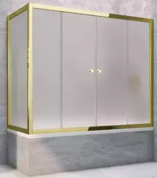 Шторка на ванну стеклянная «Vegas Glass» Z2V+ZVF Tur Novo 200/80 сатин/золото универсальная