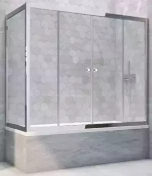 Шторка на ванну стеклянная «Vegas Glass» Z2V+ZVF Tur Novo 200/85 Crystal vision/хром глянцевая универсальная