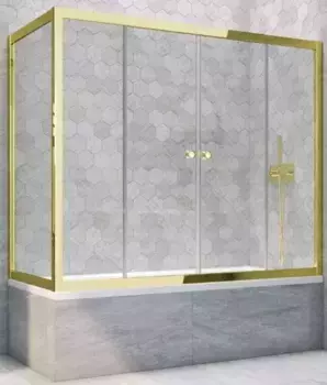 Шторка на ванну стеклянная «Vegas Glass» Z2V+ZVF Tur Novo 200/85 Crystal vision/золото универсальная