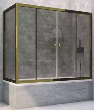 Шторка на ванну стеклянная «Vegas Glass» Z2V+ZVF Tur Novo 200/85 графит/бронза универсальная