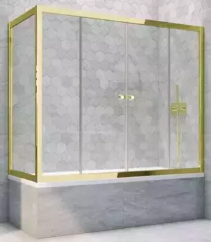 Шторка на ванну стеклянная «Vegas Glass» Z2V+ZVF Tur Novo 200/85 прозрачная/золото универсальная