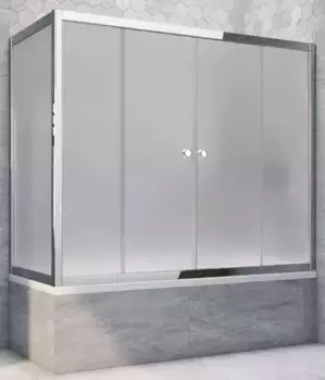 Шторка на ванну стеклянная «Vegas Glass» Z2V+ZVF Tur Novo 200/85 сатин/хром глянцевая универсальная