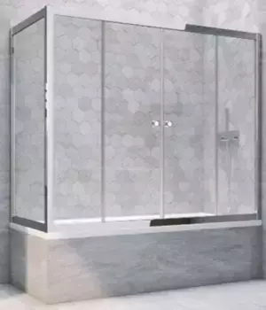 Шторка на ванну стеклянная «Vegas Glass» Z2V+ZVF Tur Novo 200/90 Crystal vision/хром глянцевая универсальная