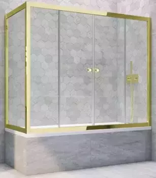 Шторка на ванну стеклянная «Vegas Glass» Z2V+ZVF Tur Novo 200/90 Crystal vision/золото универсальная
