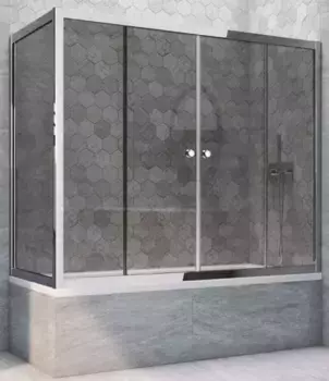 Шторка на ванну стеклянная «Vegas Glass» Z2V+ZVF Tur Novo 200/90 графит/хром глянцевая универсальная